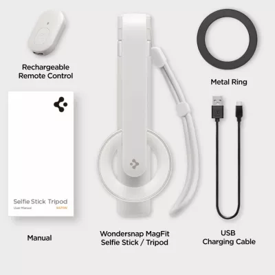 Selfie stick Spigen S571W me tripod, MagSafe, Bluetooth, bezhë