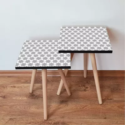 Set tavolina të ndërlidhura, 2 copë, Skye Decor, 2Shp10, e zezë dhe e bardhë