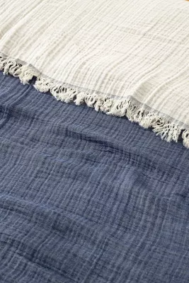 Përparëse dopio për shtrat, muslin, ngjyrë blu e errët, 230x250cm
