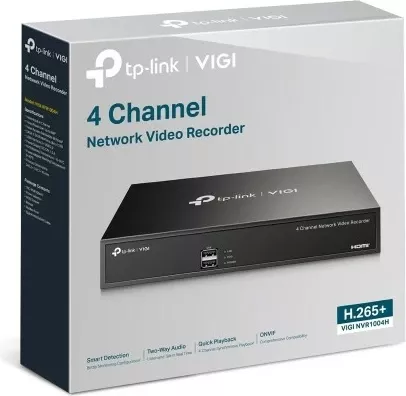 Regjistrues video rrjeti TP-Link VIGI NVR1004H, 4 kanale, 3840 x 2160 piksel, ngjyrë e zezë
