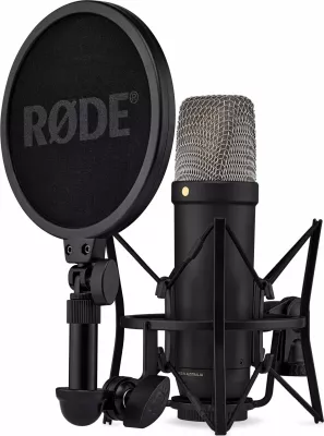 Mikrofon kondensator Rode NT1 5th Generation NT1GEN5B, USB-C/XLR, kardioid, 32-bit float, 192 kHz, i zi, set me shock mount + pop filter + kabllo XLR + kabllo USB-C