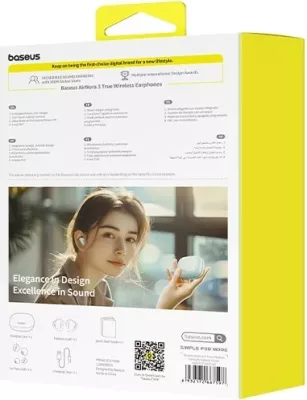 Kufje Baseus AirNora 3, True Wireless Stereo (TWS), Bluetooth, Jeshile