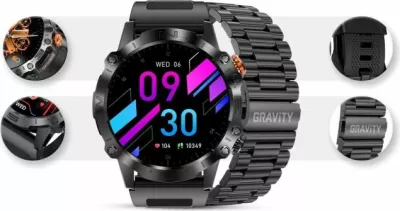 Smartwatch Gravity për meshkuj, e zezë