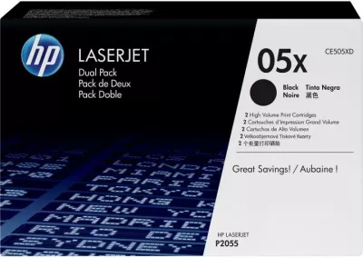 Toner HP 05X (CE505XD), rendiment i lartë, i zi, paketë dyshe
