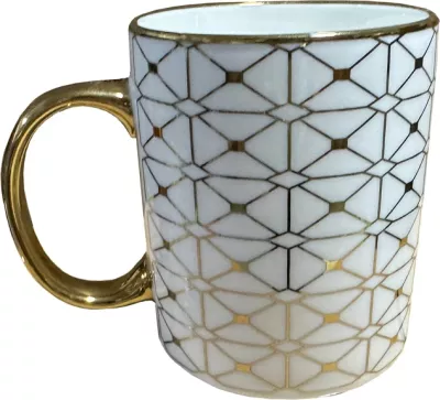 Filxhan Goldie, porcelan New Bone China, i bardhë me të artë, 8x8x11cm