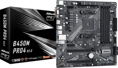 Pllakë amë ASRock B450M Pro4 R2.0, Socket AM4, uATX, 4 DDR4, e zezë