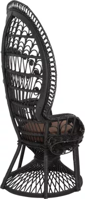 Karrige mbretërore palloi, FH9342.03, rattan, ngjyrë e zezë, jastëk kafe, 114x72x150H cm