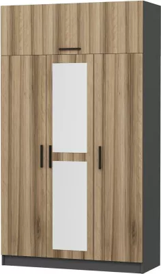 Dollap rrobash Skye Decor, 3 kapakë, dore, 135x235x52cm
