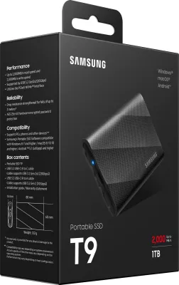 SSD Samsung MU-PG1T0B, 1 TB, USB Type-C, 2000 MB/s, e zezë