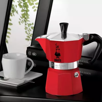 Moka Bialetti Moka Express Winter Wonderland, 3 filxhanë, 140 ml, Kuqe, Argjendtë