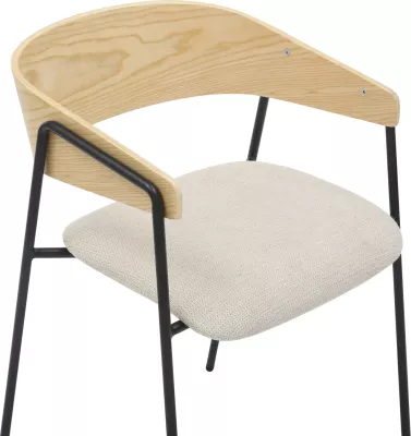 Karrige për ngrënie KORIN FH9975.01 metal-bezhë, dru, 54x51x72.5H cm, set prej 2 copë