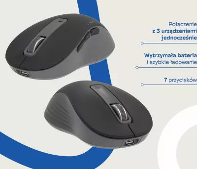 Maus wireless ZOY ZMS88 1600 DPI rechargeable, set me 7 butona, zi/gri