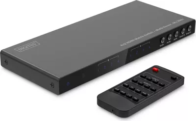 Switch HDMI Digitus 4x2 Matrix, 4K/30Hz, 4 hyrje, 2 dalje, i zi