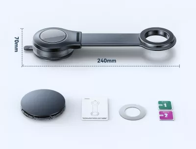 Mbajtëse magnetike telefoni për veturë Joyroom JR-ZS518, krah fleksibil, montim në xham/dashbord, e zezë