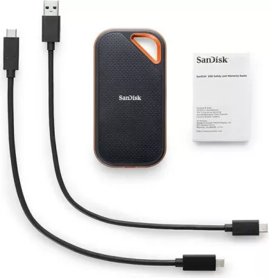 SSD portabël SanDisk Extreme PRO, 1 TB, USB Type-C, 3.2 Gen 2, 2000 MB/s, Mbrojtje me fjalëkalim, E zezë