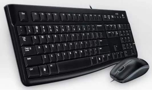 Tastierë dhe maus Logitech Desktop MK120, Wired, USB, Mekanik, QWERTY, Zi