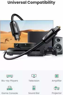 kabl audio optik Toslink UGREEN 70890 1 m, i zi, polybag