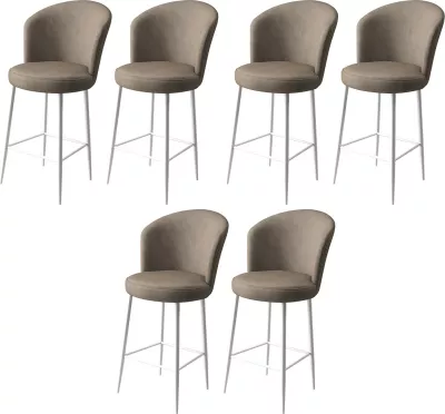 Set karrigesh për bar (6 copë), Hanah Home, Alte, kapuçino, e bardhë