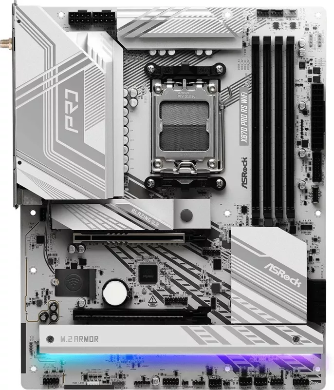 Pllakë amë ASRock X870 Pro RS WiFi, Socket AM5, DDR5-SDRAM, 256 GB, E bardhë