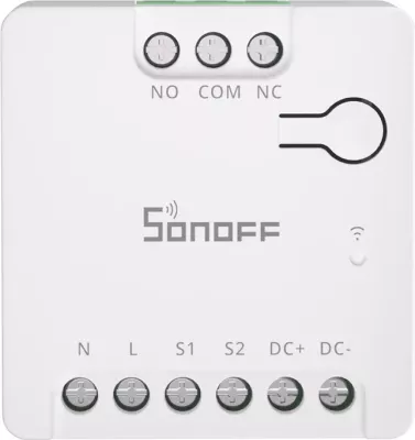 Switch i mençur Sonoff MINI-D, WiFi, Matter, AC/DC 12-48V, kontakt i thatë, Bardhë