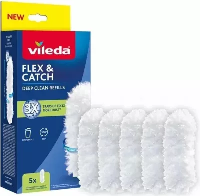 Refill për mop pluhuri Vileda Flex & Catch, 5 copë, e bardhë