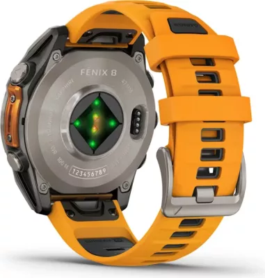 Smartwatch Garmin fēnix® 8 AMOLED, Sapphire, Titanium with Spark Orange / Graphite silicone strap, 47 mm