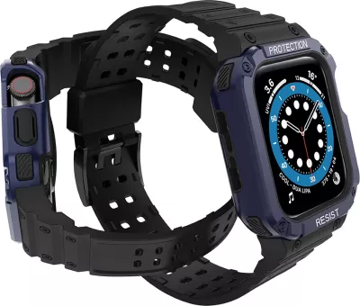 Rrip me kasë mbrojtëse për Apple Watch Hurtel, 41/40/38mm, i zi/blu