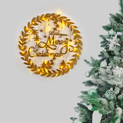 Aksesor dekorativ metalik për mur, ngjyrë ari, Wallity, XMASGOLD - 010