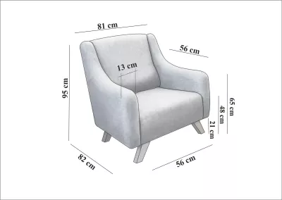 Karrige Wing Hera, Atelier del Sofa, ngjyrë gri