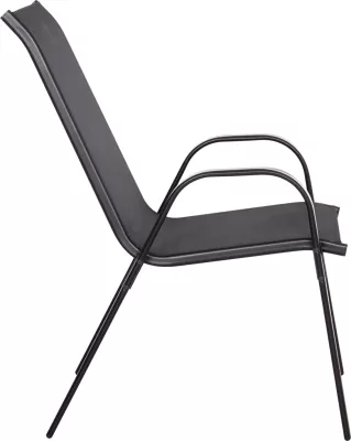 Karrige për jashtë LEON FH5000.43, kornizë metalike e zezë & textilene, set prej 4 copash, 55x70x91Hcm