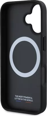 Mbështjellës BMW M Perforated Tricolor Line MagSafe për iPhone 16 Plus, Zi