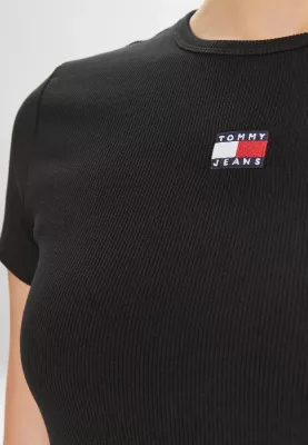 Maicë për femra Tommy Hilfiger Jeans TJW Badge Rib DW0DW17881, e zezë [Madhësia: M]