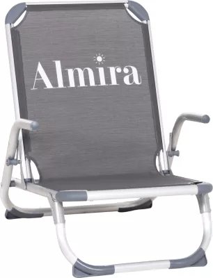 Karrige plazhi e palosshme, alumin i fortë, tekstilene gri, shpinë e lartë, Almira FH5053.10, 55x71x66cm