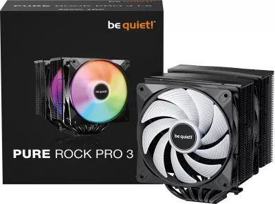 Kasë ftohëse për procesor BE QUIET! Pure Rock Pro 3 LX, 12 cm, 2 ventilatorë, Alumini, RGB, E zezë