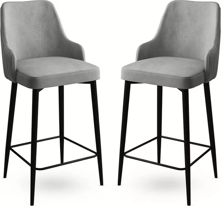 Set karrigesh për bar (2 copë), Hanah Home, Enox, gri e zezë