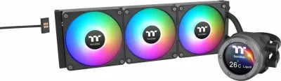 Ftohës uji AIO Thermaltake TH360 V2 Ultra EX ARGB Sync 360mm me LCD 2.1\" (CL-W415-PL12SW-A), set me 3 ventilatorë 120mm