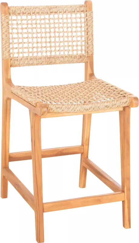 Karrige për bar me mbështetëse BORIS FH9381.11 dru tik & litar VIRO 46x53x96 cm