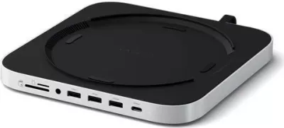 Stand dhe Hub Satechi për Mac Mini/Studio, 1x USB-C 3.2, 1x USB-A 3.2, 2x USB-A 3.0, 3.5mm jack, port micro/SD, NVMe/M.2 SATA SSD