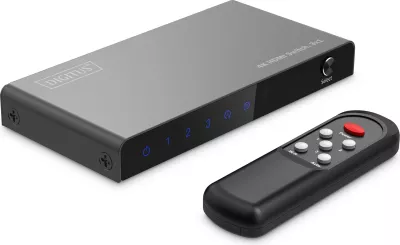 Switch HDMI Digitus 4K, 3x1, HDMI, Micro-USB, Metal, Ngjyrë e zezë