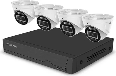Set kamerash sigurie Foscam FNA108E-T4-2T, 4 kamera, regjistrues, 2TB, bardhë