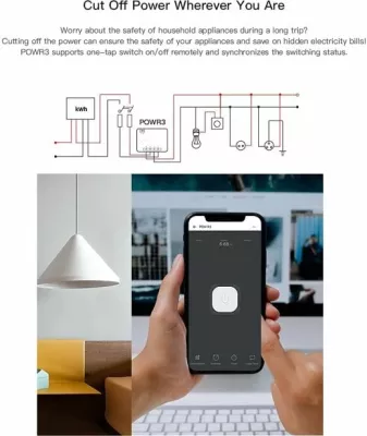 Switch smart Wi-Fi SONOFF POWR3, matje konsumimi energjie, 25A/5500W, 2.4GHz, i bardhë/gri
