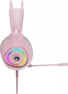 Kufje gaming Marvo H8325, me kabllo USB 2.0, RGB, stereo, rozë
