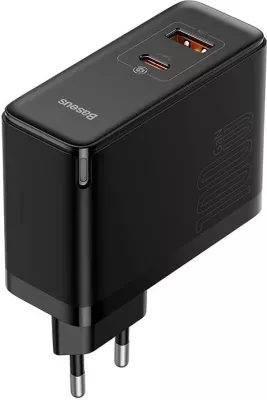 Karikues rrjeti Baseus GaN Pro Fast Charger C+U 100W me kabllo 1m, i zi