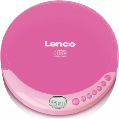 CD player Lenco CD-011, LCD ekran, altoparlant i integruar, rozë