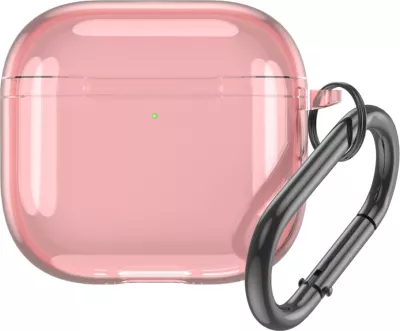 Mbështjellës Hurtel për AirPods 4 me karabiner, transparent, rozë