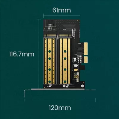 Kartë zgjerimi PCIe për M.2 SSD, UGREEN 70504, PCIe 3.0 x4, NVMe/SATA, 2230-2280, set me aksesorë