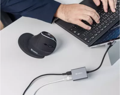 Adapter rrjeti USB-C në Gigabit Ethernet Sandberg 136-60, PD 100W, RJ45 10/100/1000 Mbps, argjendtë