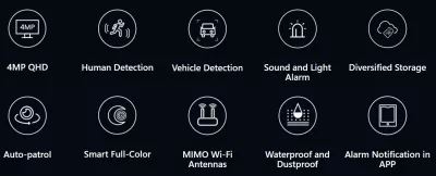 Kamerë IP Tenda RH7-WCA 4MP Pan/Tilt Wi‑Fi IP65 microSD deri 256GB e bardhë