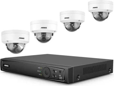 Set kamerash sigurie ANNKE N48PAW+I91DG*4+2T me 4 kamera dhe recorder, e bardhë