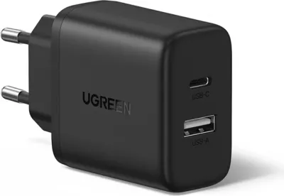 Karikues UGREEN 195058 për celular/tablet, 2 porta (USB-A & USB-C), i zi
